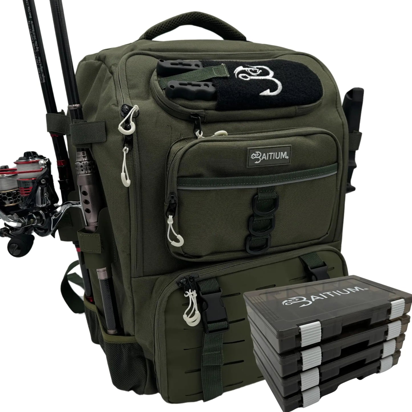 Baitium Green Angler's Backpack with Rod Holders and Cooler