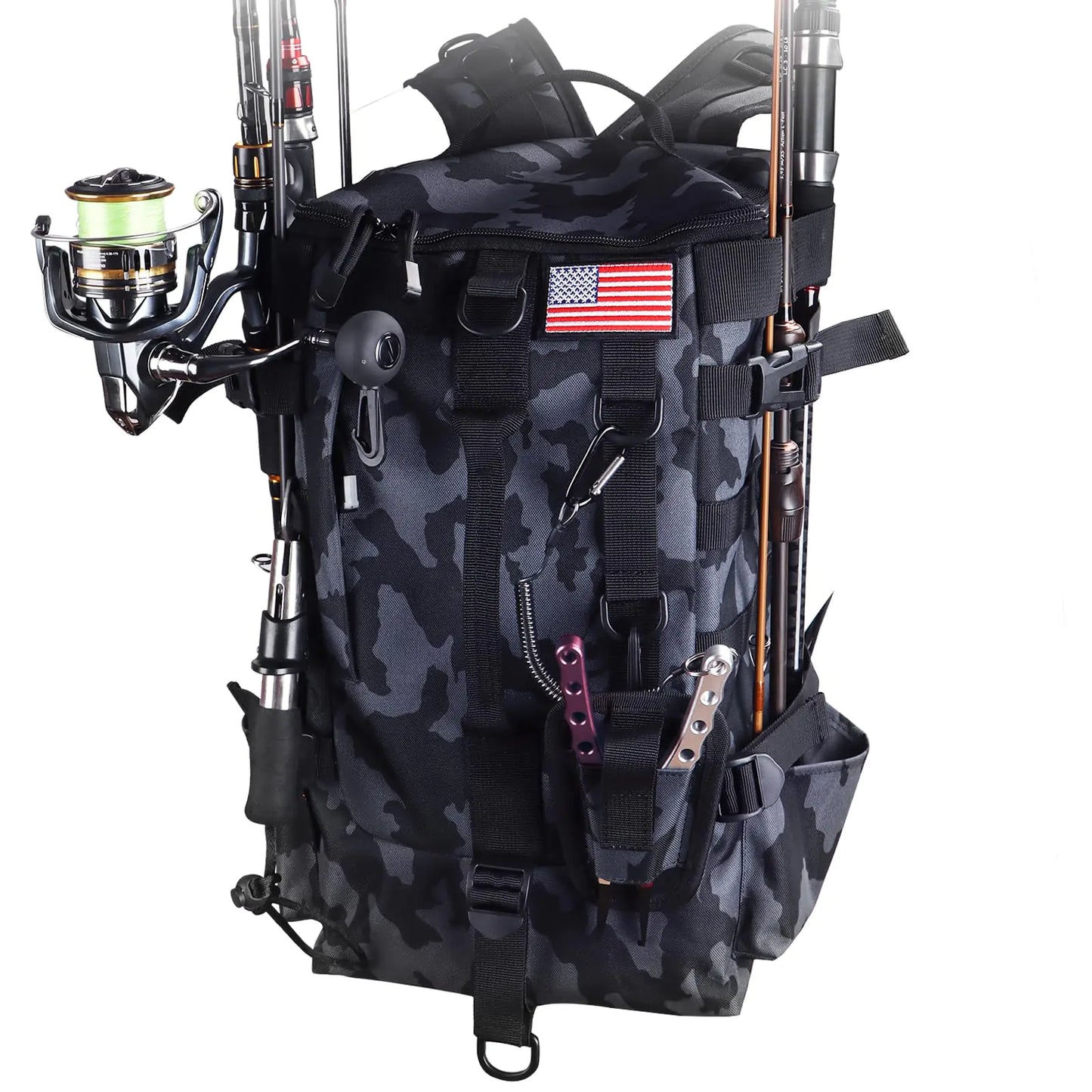 AnglerPro Fishing Gear Backpack with Rod Holders