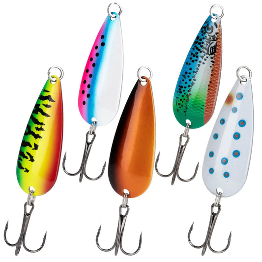THKFISH 5pc Bass & Trout Fishing Spoons 1/5oz