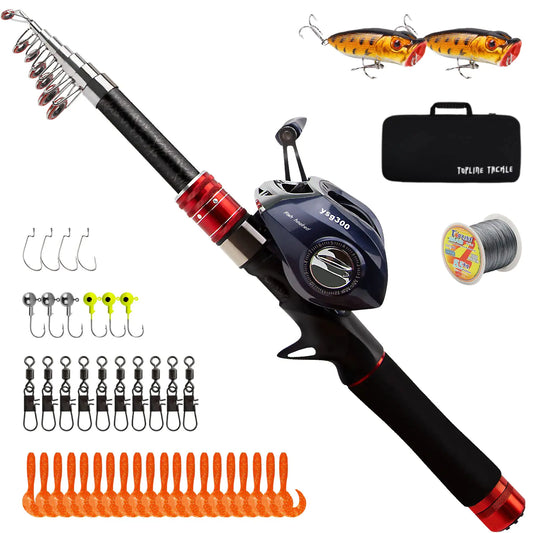 Traveler's Telescopic Fishing Kit with Carbon Rod and Reel