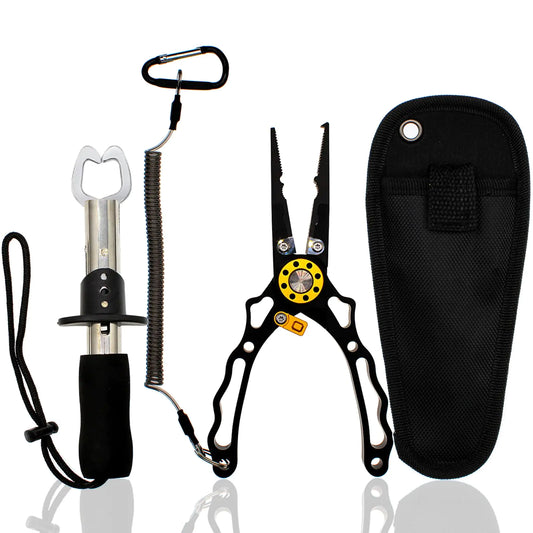 Angler's Elite Fishing Tool Set with Pliers and Lip Gripper